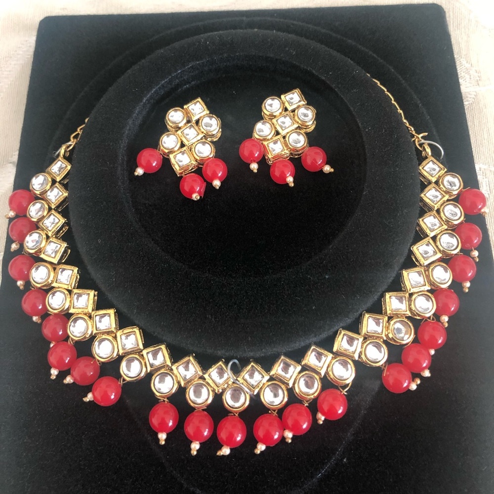 Red kundan Coker set
